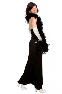 schwarzes langes Kleid mit tiefem Rückenausschnitt Gr. 36