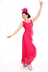 pinkfarbenes Kleid mit Federbesatz Gr. S