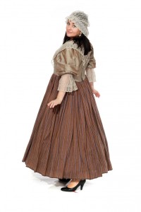 Kleid im Stil des holländischen Barock aus Seide mit Spitzenkragen Gr. 40/42