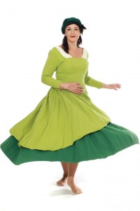 Kleid aus grüner, schwerer Baumwolle Gr. 38