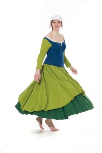 Kleid aus grüner, schwerer Baumwolle Gr. 40