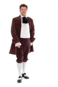 lilafarbener Cordanzug mit langer Jacke und Dreiviertelhose Gr. 52