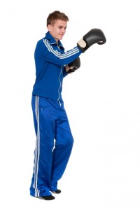blauer Trainingsanzug 70er Jahre Boxhandschuhe