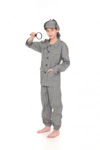 Glencheck Anzug für Kinder mit Sherlock Holmes Mütze
