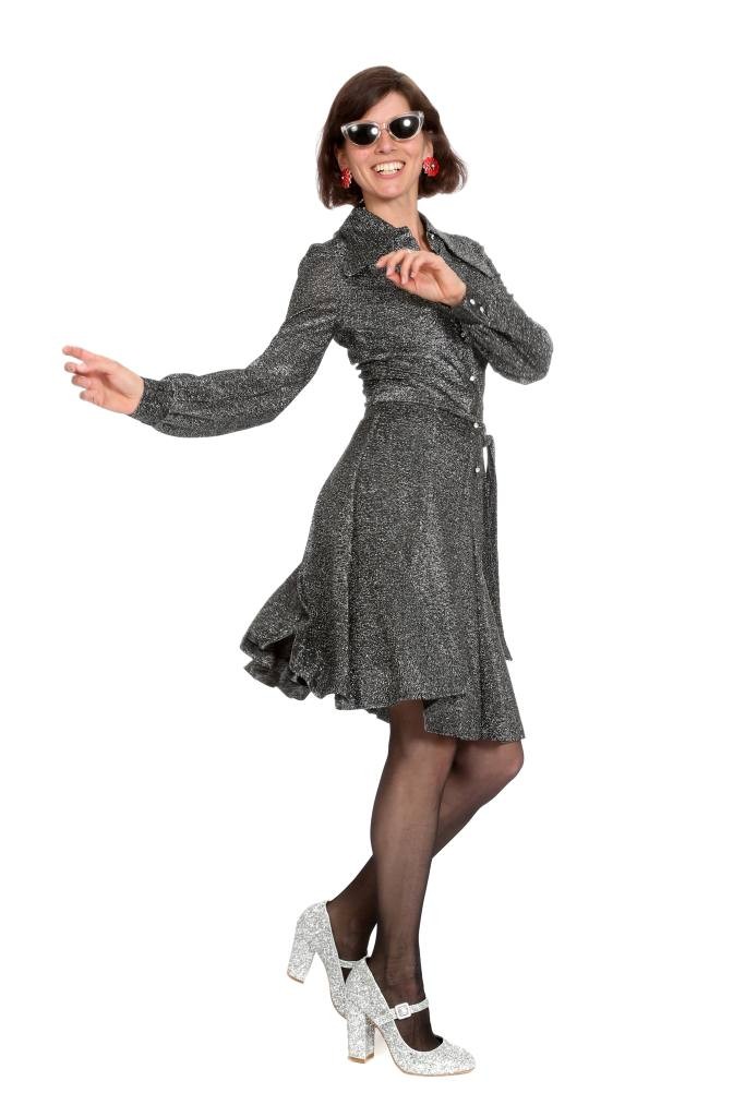 Lurexkleid mit großem Kragen Gr. 36