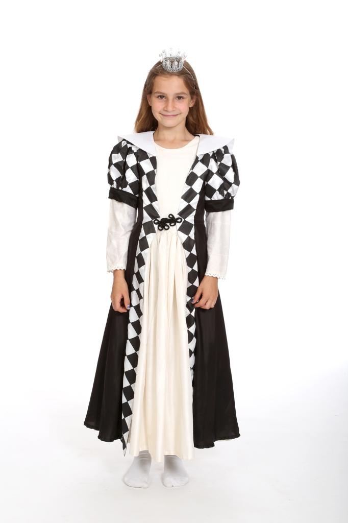 weißes Seidenkleid mit schwarzem Chasuble Gr. 134