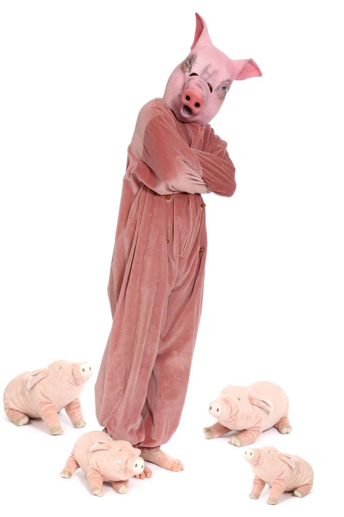 rosa Samtoverall, Gummimaske