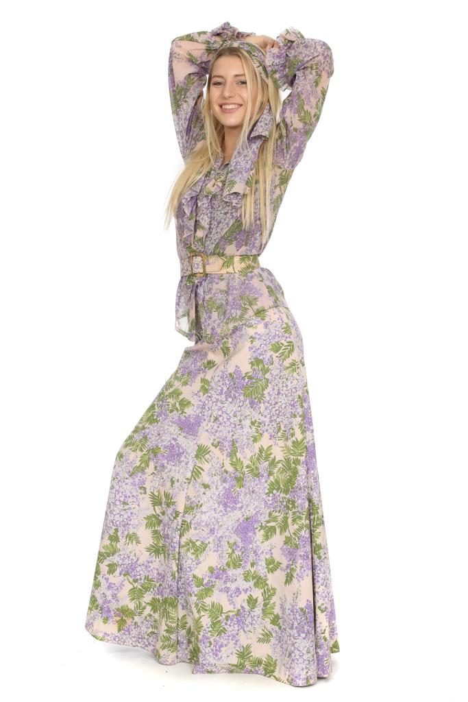 Maxirock mit Rüschenbluse Gr. 36