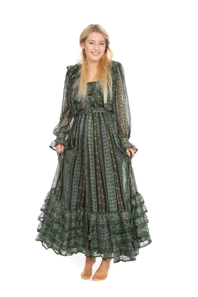 Trägerkleid mit Rüschensaum und passender Bluse aus zratem Seidenorganza