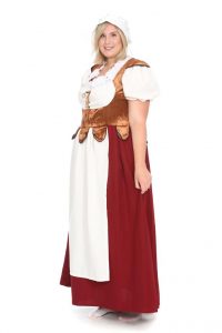 mittelalterliches rot-braunes Kleid mit Dirndlbluse Gr. 46