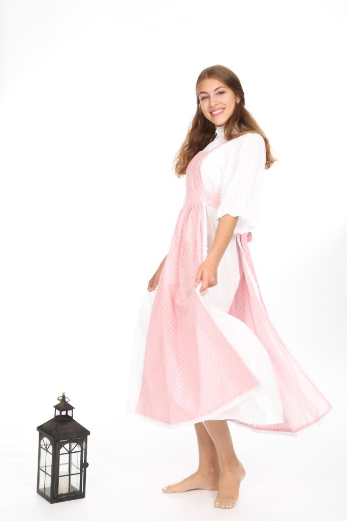 weißes Unterkleid mt rosa Kittelschürze